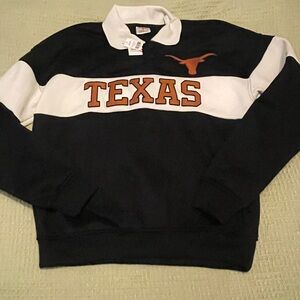 Texas Longhorns Black & White Crewneck Sweater with Orange Logo